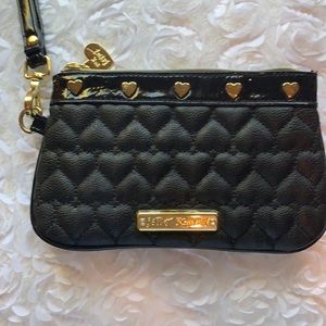 Betsey Johnson black quilted wristlet